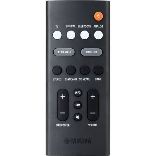 TV OPTICAL BLUETOOTH ANALOG CLEAR VOICE BASS EXT STEREO STANDARD 3D MOVIE GAME + INFO + DIM SUBWOOFER VOLUME YAMAHA