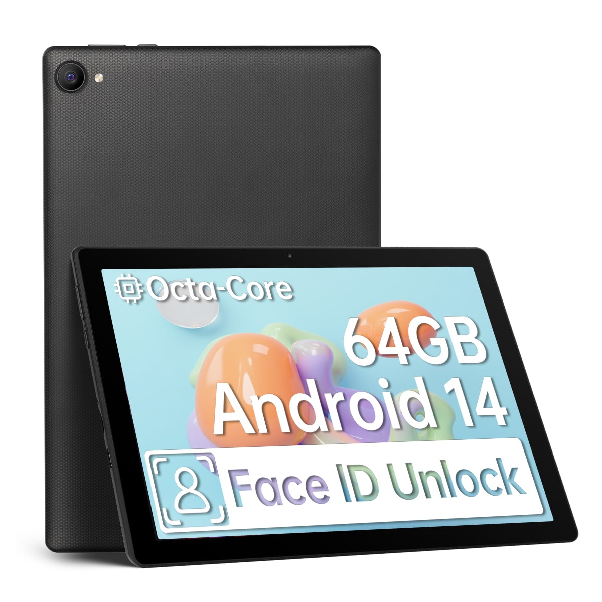 URAO - Android 14 Tablet 10.1 inch Tablet,8GB RAM + 64GB ROM (1TB TF), Octa-Core 2.0 GHz - Black