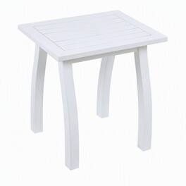 RYHNUYNE - White Natural Stained Acacia Wood Rectangular Accent Side Table,Weather-Resistant Outdoor End Table for Patio Garden - White PU