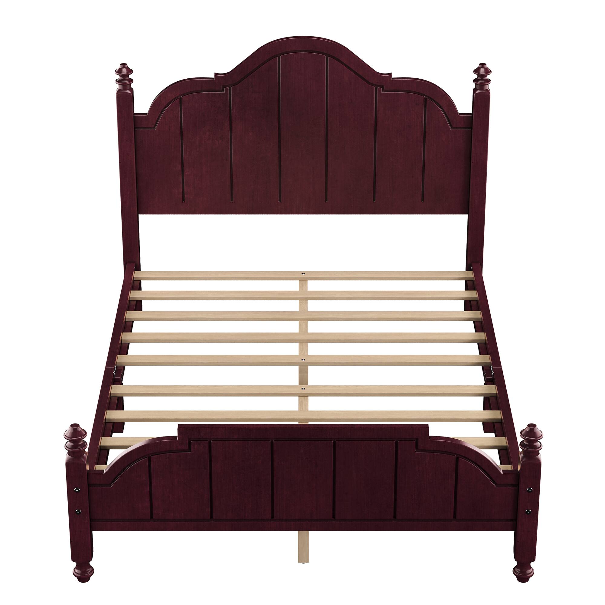 Alt View 5. GOODSILO - Vintage-Inspired Full Size Wooden Platform Bed Frame with Headboard and Slat Support - Espresso.