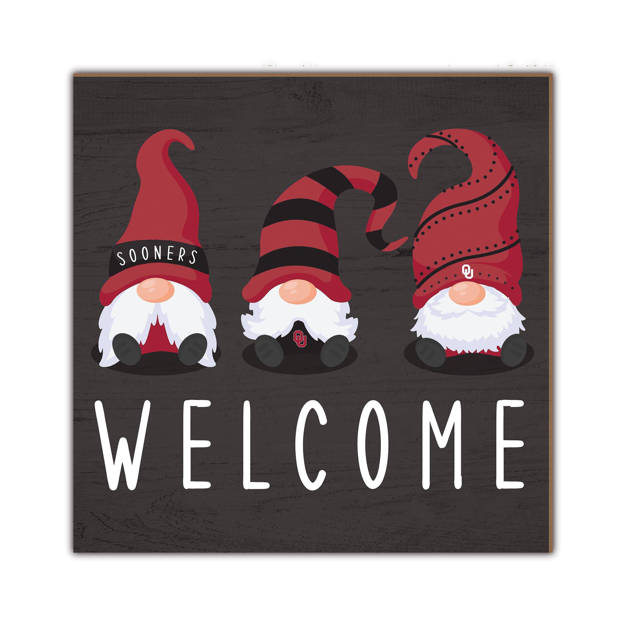 Oklahoma Sooners 10'' x 10'' Welcome Gnomes Sign