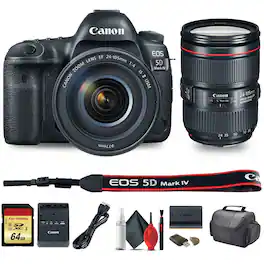 Canon - EOS 5D Mark IV DSLR Camera with 24-105mm f/4L II Lens (1483C010) - Starter Bundle