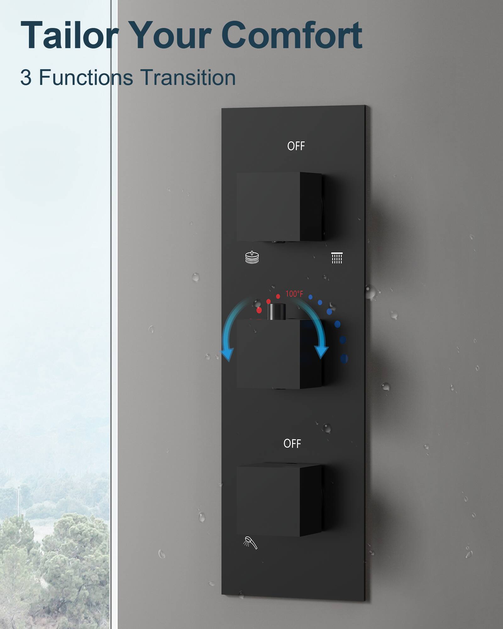 Tailor Your Comfort  
3 Functions Transition  
OFF  
100°F  
OFF