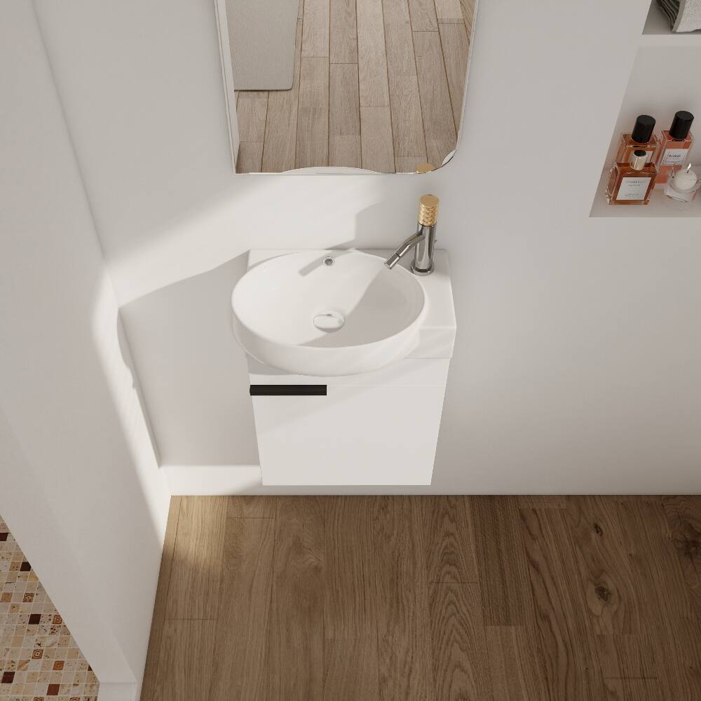Alt View 1. Loheer - Loheer 16 inch bathroom vanity with sink Gloss White Plywood - Gloss White.