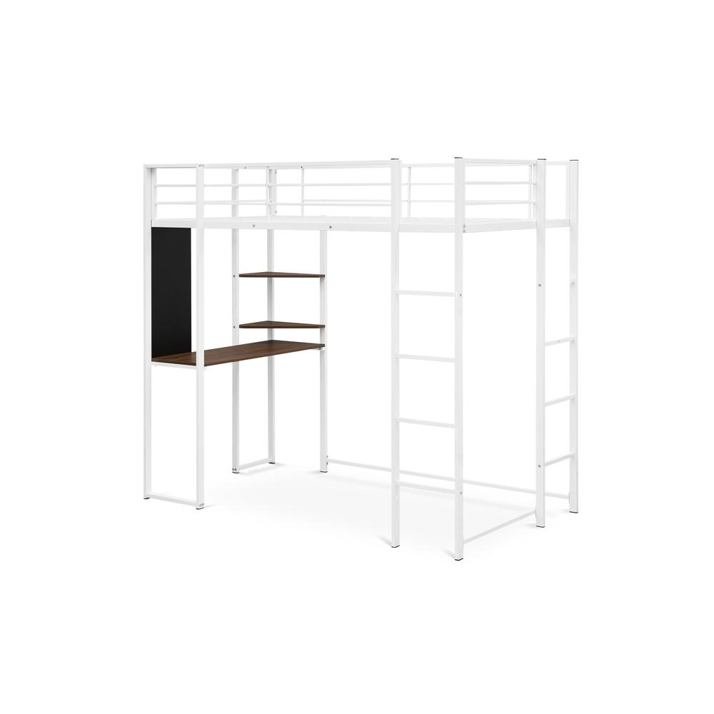Angle. East West Furniture - BUTLWHI Buckland Twin Loft Bed in powder coating white color - White.