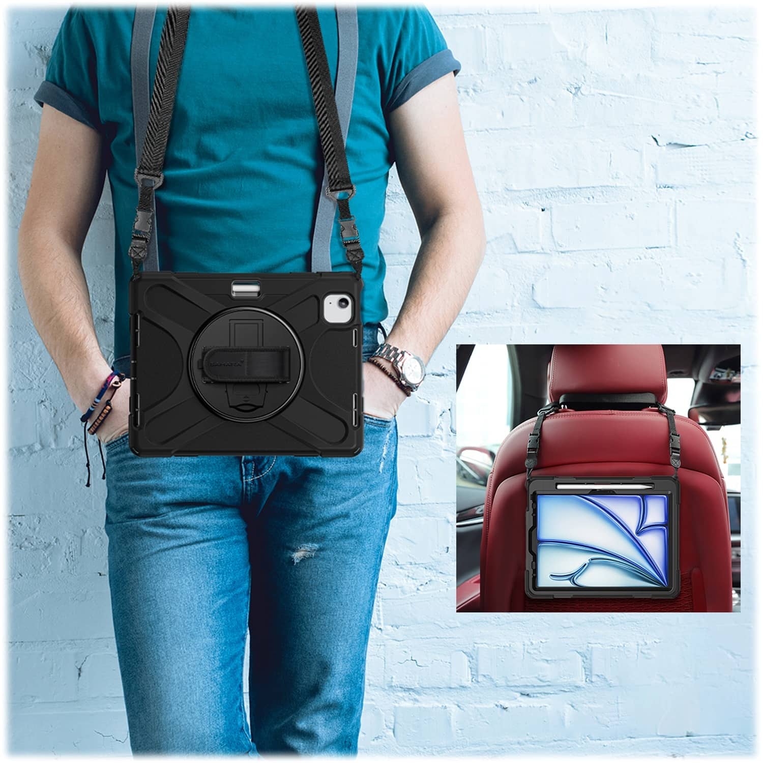 Alt View 16. SaharaCase - Raider-X Series Heavy-Duty Case for Apple iPad Air 11'' M3/M2 and iPad Air 10.9'' (4th and 5th Gen) - Scorpion Black.