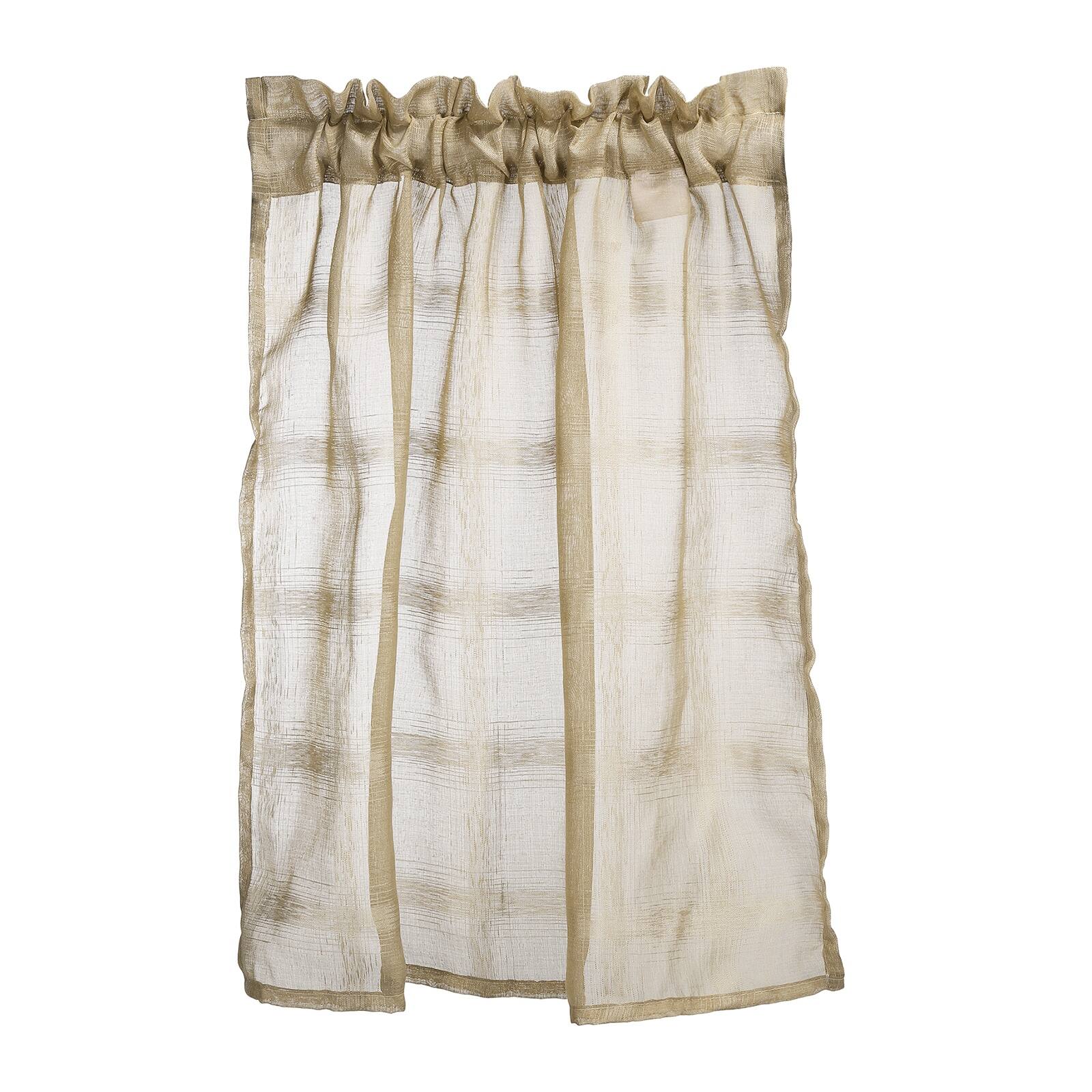 Front. Unique Bargains - Window Valance Curtains, 29x24 Inch, Small Short Light Filtering Sheer for Bedroom Bathroom Living Room - Brown.