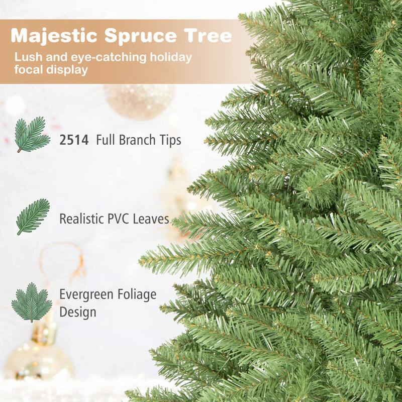 Majestic Spruce Tree  
Lush and eye-catching holiday focal display  

2514 Full Branch Tips  
Realistic PVC Leaves  
Evergreen Foliage Design