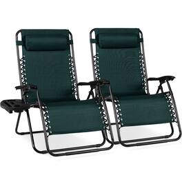 Best Choice Products - Set of 2 Extra Wide Zero Gravity Lounge Chair Recliners w/ Cup Holder - Forest Green