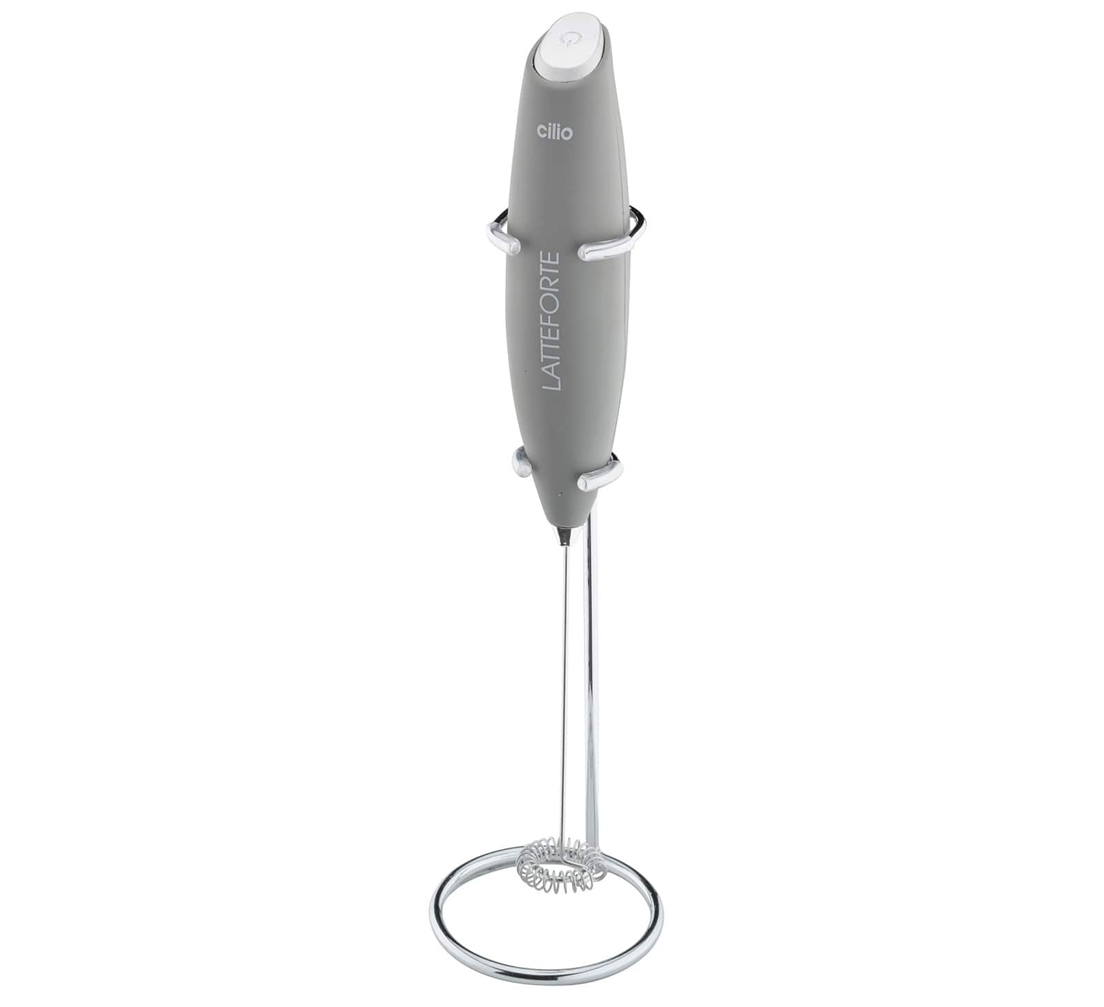 Cilio - Latteforte Battery Powered Milk Frother with Stainless Steel Stand - Gray