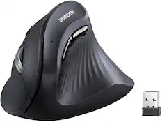 Front. UGREEN - Ergonomic Mouse, Bluetooth Wireless Vertical Mouse, 3 Multi-Device Connectivity for Computer/PC/Laptop - Black.
