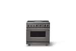 Front. Viking - 36 in. Wide 4 Burner Freestanding 7 Series Dual Fuel Self-Clean Range - Damascus Gray.