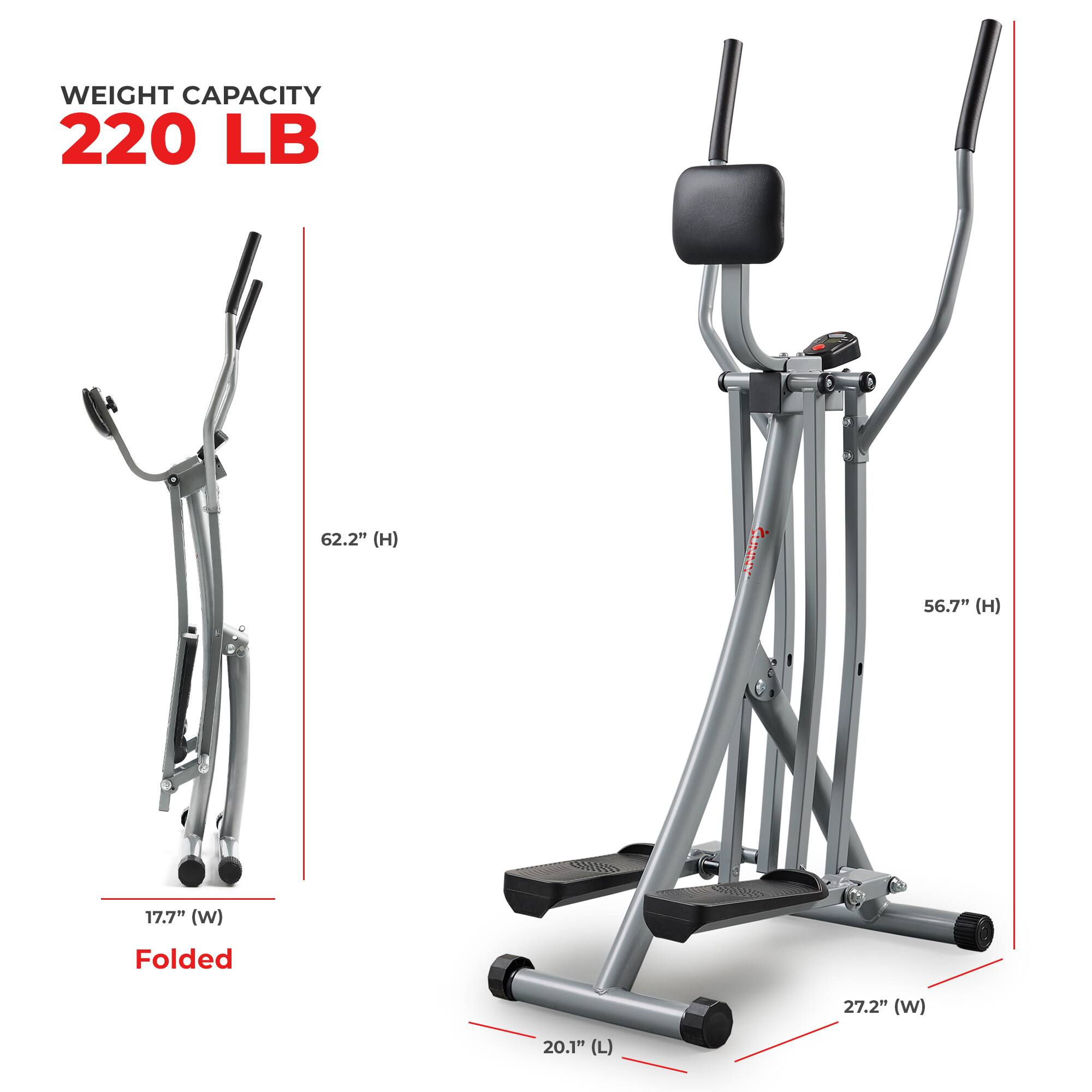 WEIGHT CAPACITY  
220 LB  

62.2" (H)  
56.7" (H)  
17.7" (W) Folded  
27.2" (W)  
20.1" (L)