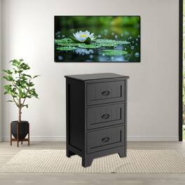 Hivvago - Contemporary Wood Nightstand with 3 Smooth-Glide Drawers - Black