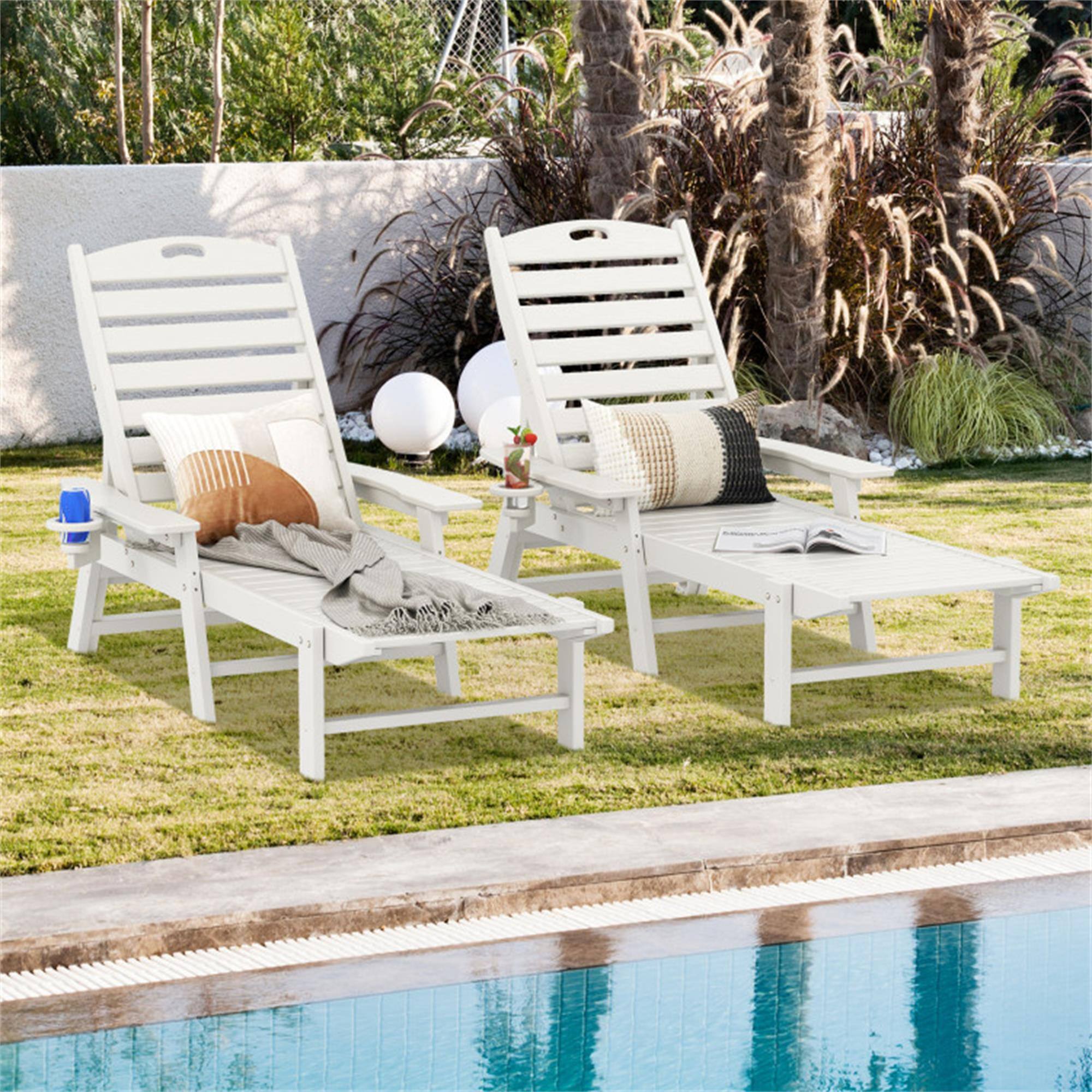 Alt View 3. Boyel Living - White Chaise Lounge Chair for outdoor use 35.0-in W x 29.5-in H x 77.0-in D - White.