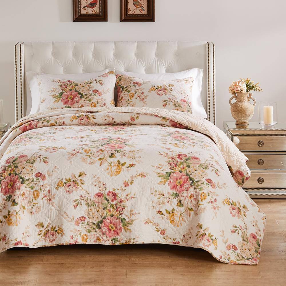 Alt View 1. Greenland Home Fashions - Greenland Home Fashions Grace Stunning Floral Design Ultimate Comfort 2-Piece Quilt Set Twin/XL Buttercup - Buttercup.