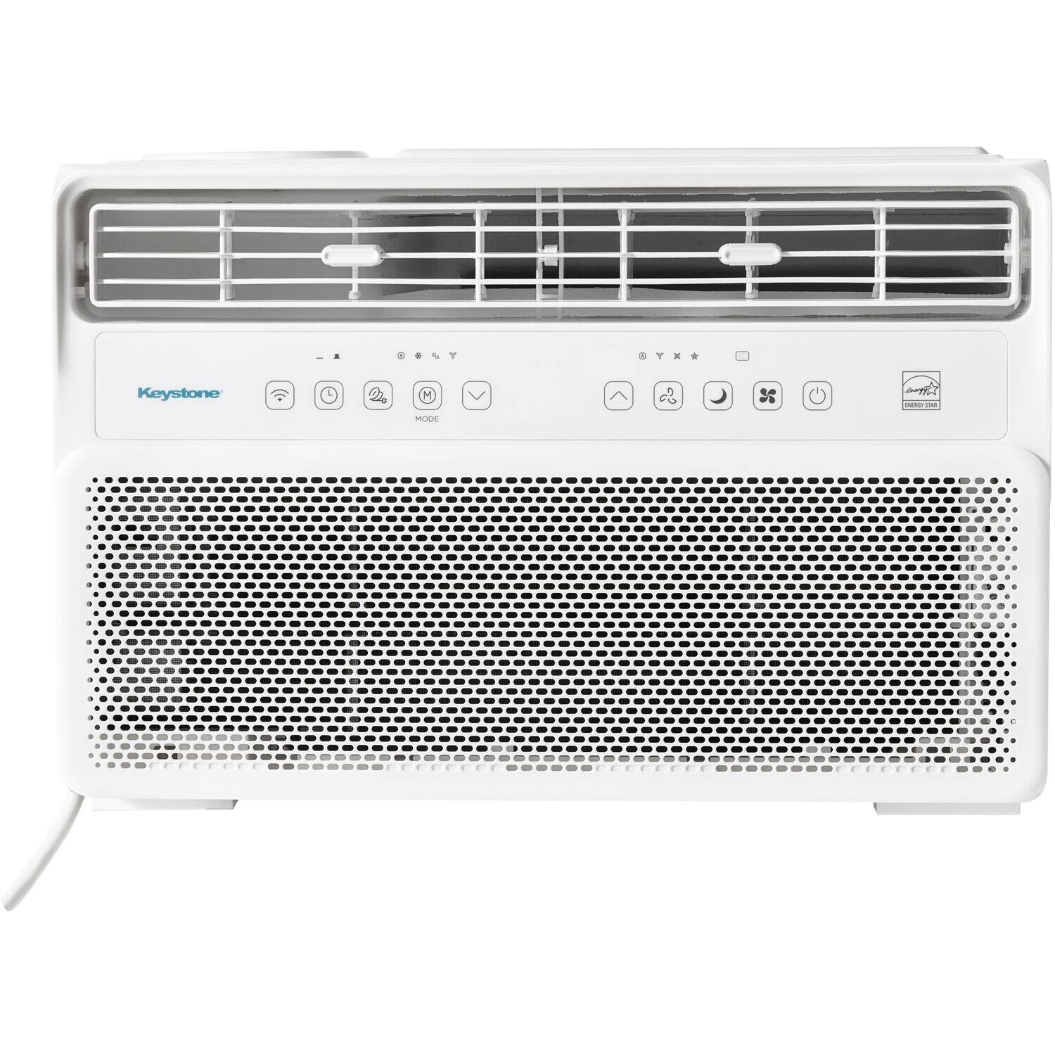 Keystone is the brand of the air conditioner in the image.