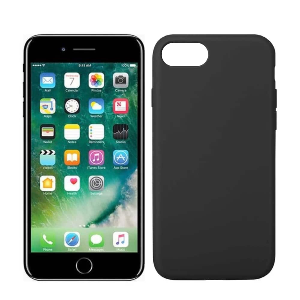 Qixxronics - Phone Cover for iPhone 7 plus / iPhone 8 Plus Silicone Case Shockproof Slim Phone Case Cover - Black