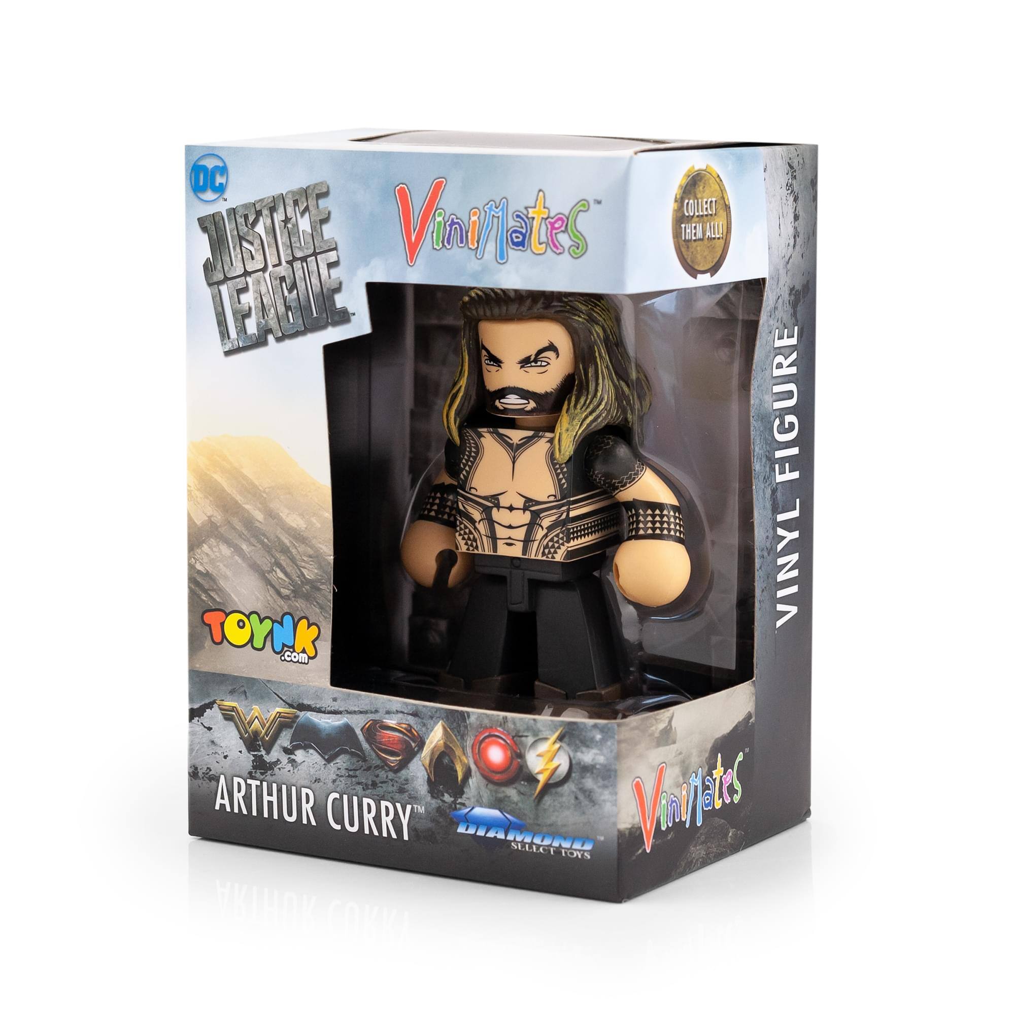 DC Collect Justice League Vinyl Figure  
Vinylates  
Arthur Curry  
Diamond Select Toys  
TOYNK.com  
Collect Them All!