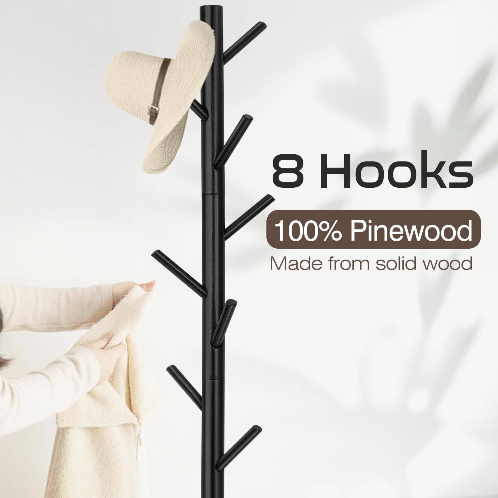 8 Hooks  
100% Pinewood  
Made from solid wood