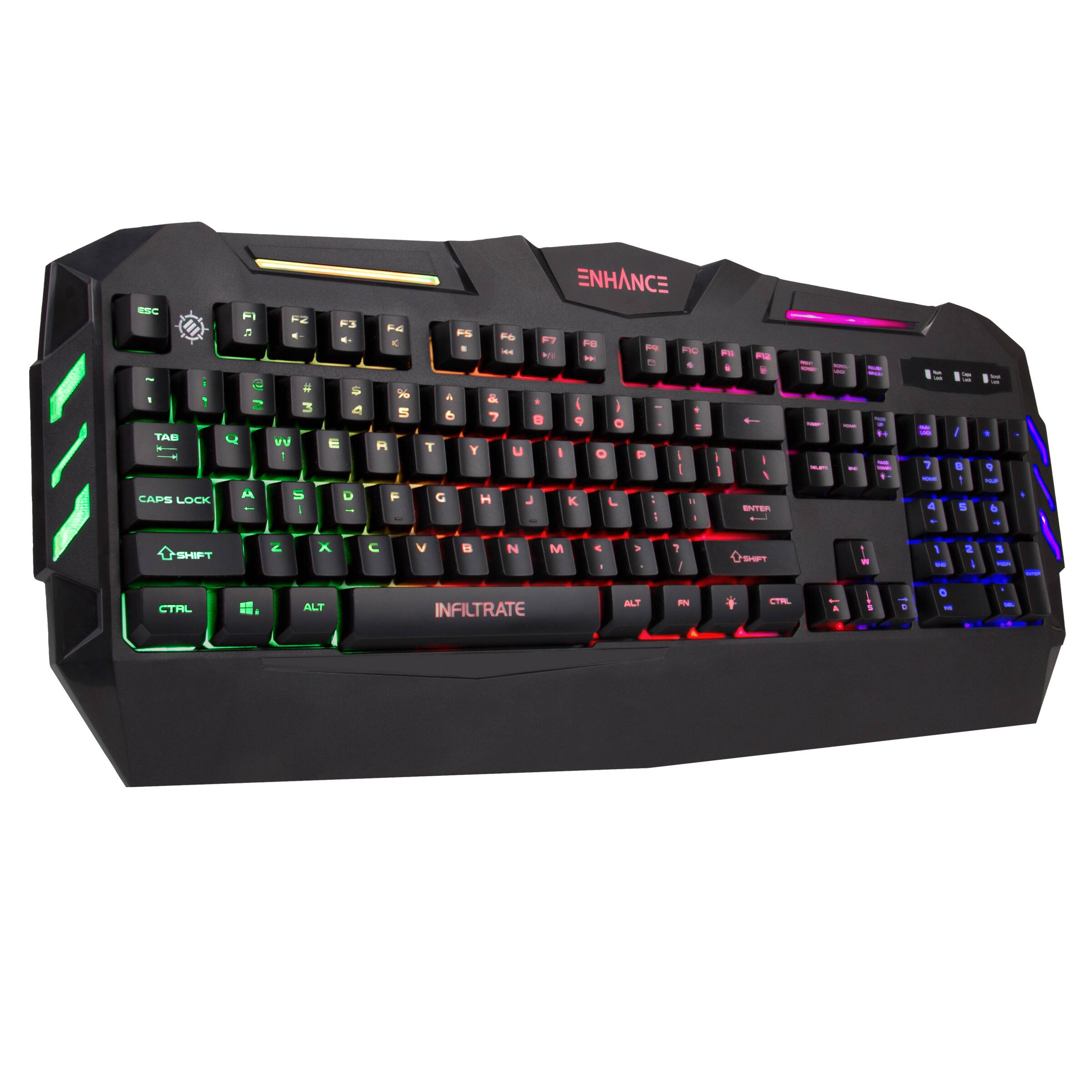 ENHANCE - Infiltrate KL1 LED Gaming Keyboard - Multi Color Backlit Keyboard - Multi-Color