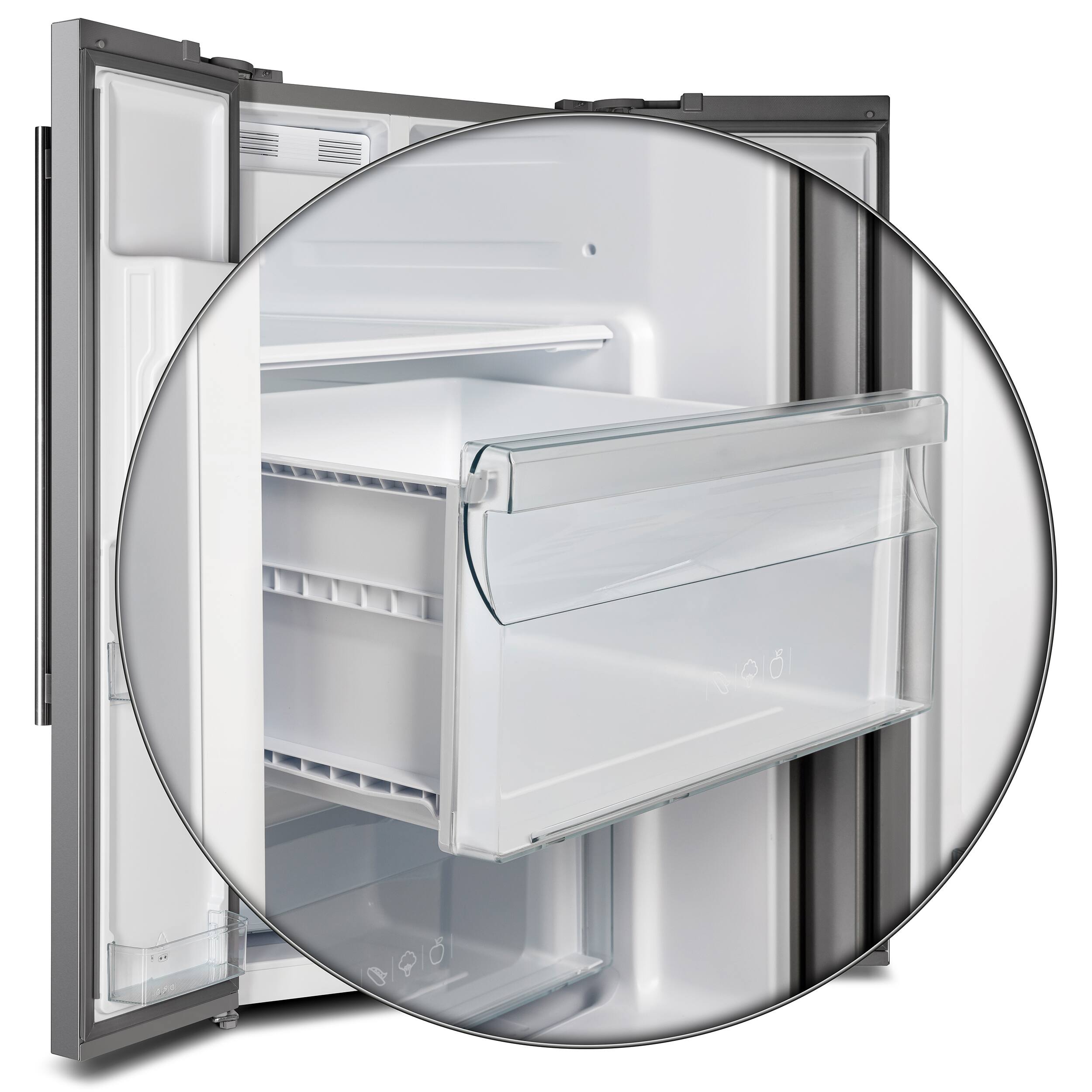 Alt View 8. Forno Appliances - 36 in. Wide Salerno 20 Cu. Ft. Side-by-Side Refrigerator with Extendable Decorative Trim Grill - Stainless Steel.
