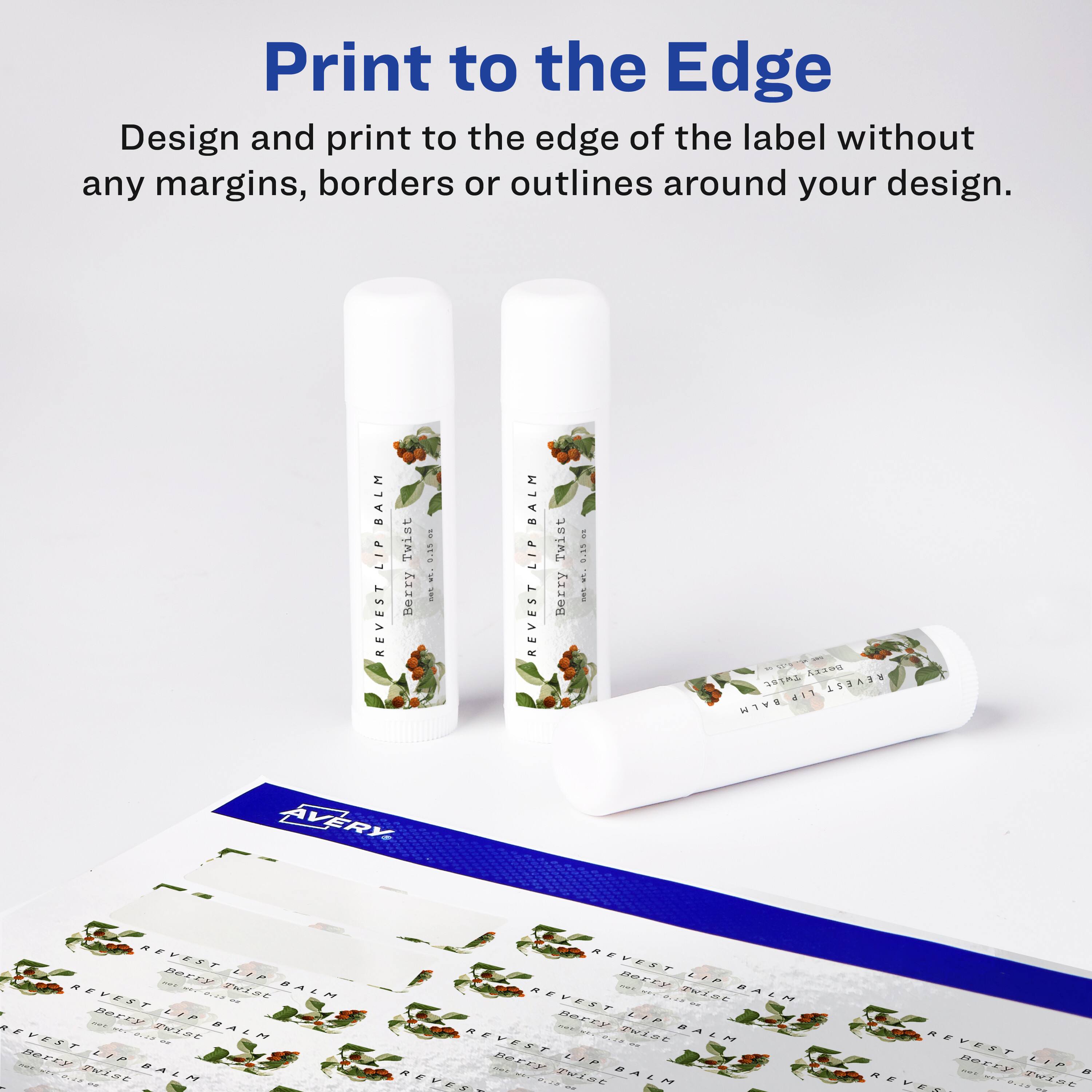 Print to the Edge

Design and print to the edge of the label without any margins, borders or outlines around your design.

BALM LIP REVEST Twist Berry 3.1501  
BALM LIP REVEST Twist Berry 0.1500  
REVEST ass HIVE AVERY AVE RvEr BeY LIP REVEST MCaau naat  
BALM RerEY P REVEST Pa  
BALM Berty LIP ruia  
BALN - REVEST BeErY 2P REVEST MLdO Puiat  
BALN Rer0 F REVELT P N Rerry P REVEN UD na BAN REVEET Berry 2P  
r20 THia