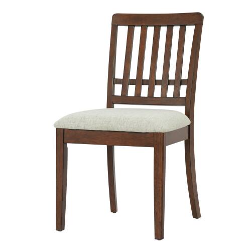 Alt View 1. LUCKY ONE - Assembled Scandinavian Dining Chair Set of 2 Curved Wood Back with Gray Fabric Seat - Brown.