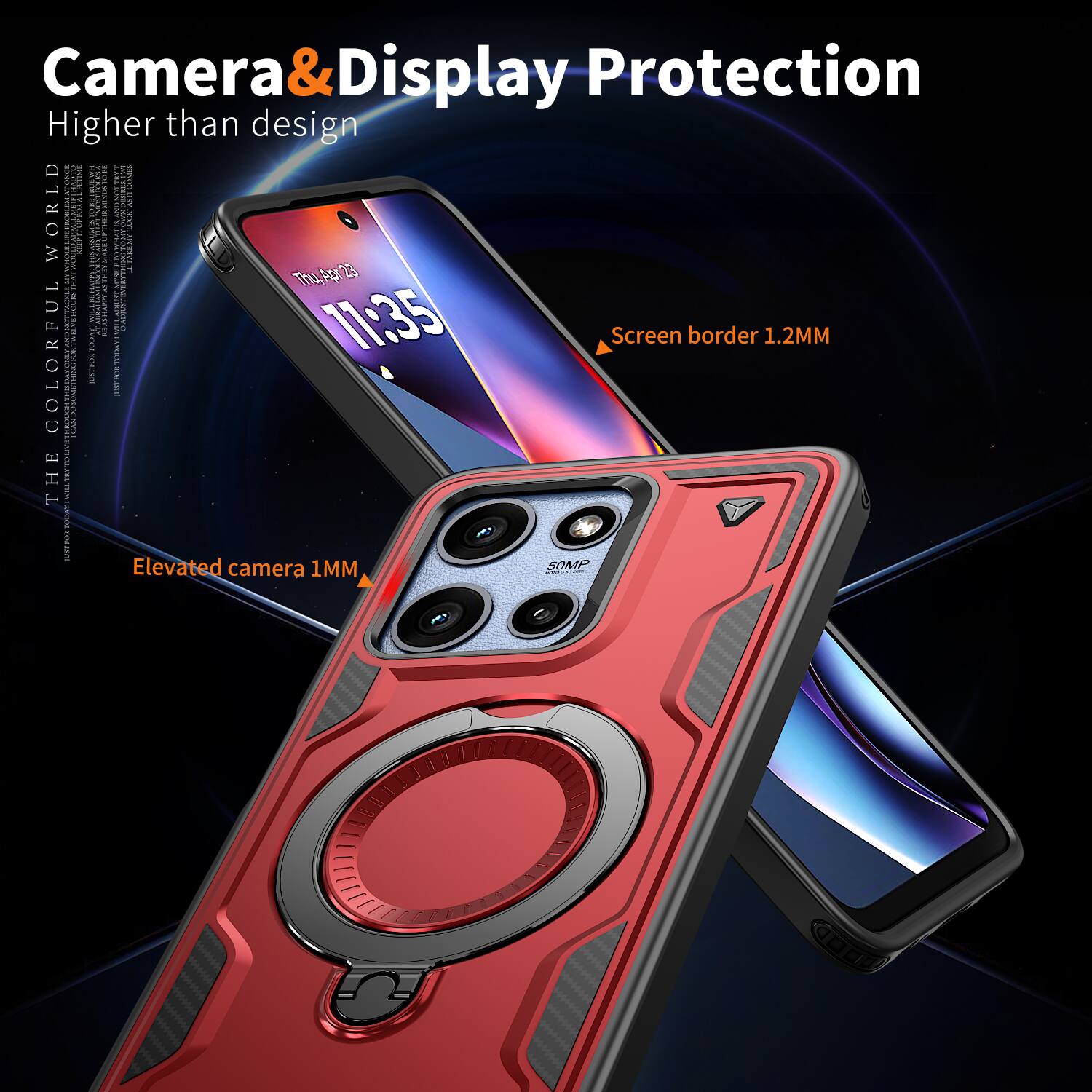 Camera & Display Protection  
Higher than design  

Screen border 1.2MM  
Elevated camera 1MM