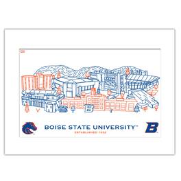 Indigo Falls - Boise State Broncos 11" x 14" Matted Campus Wall Art Collage - Multicolor