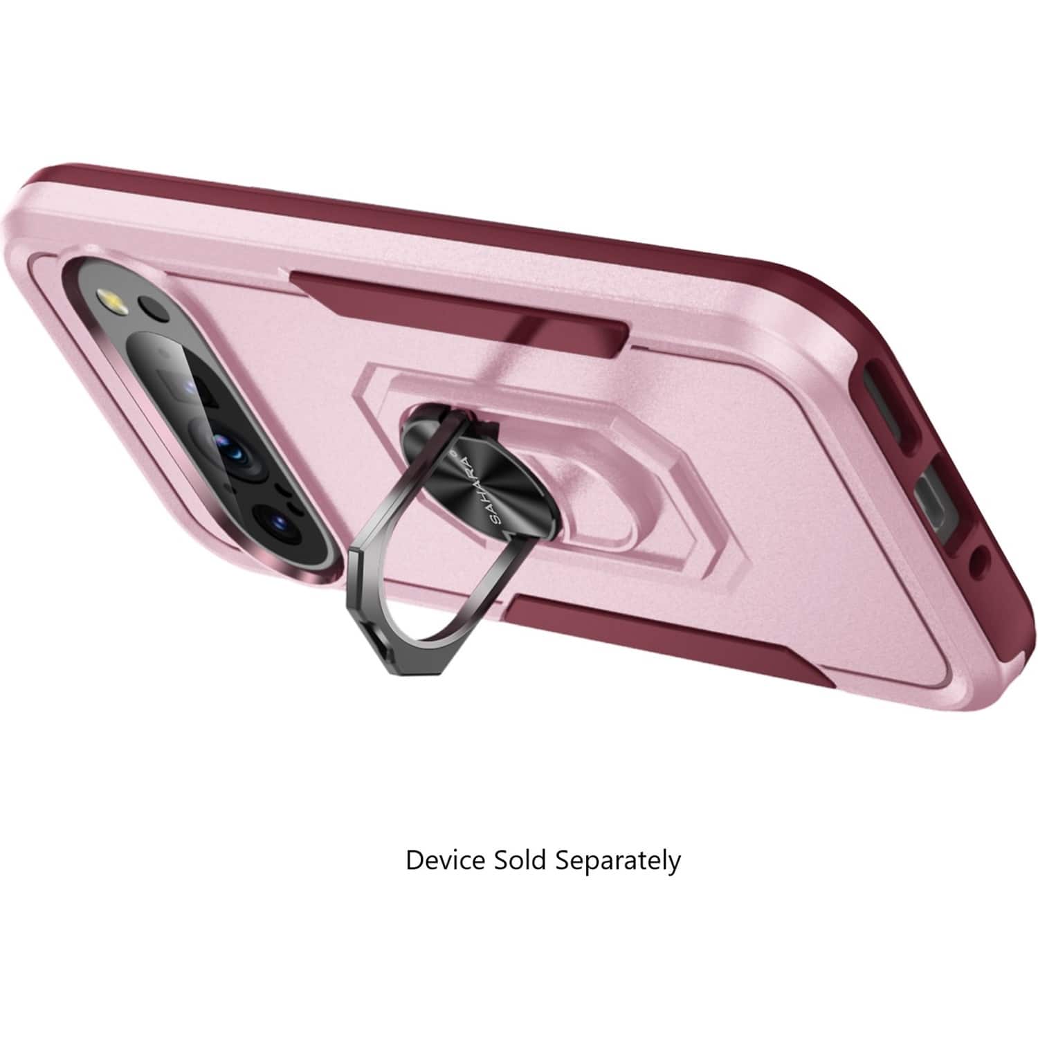 The image features a pink case for a cell phone, which is part of the Sahara collection. The case is designed to hold the phone securely and protect it from damage. The case is made of durable material and has a sleek design, making it an attractive accessory for the phone. The Sahara collection offers a range of cases for various phone models, allowing users to choose the one that best suits their device and personal style.