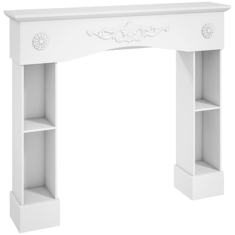 Alt View 10. PULUZ - Baroque Fireplace Mantel, Freestanding Fireplace Surround with Leg for Electric Fireplaces - White.
