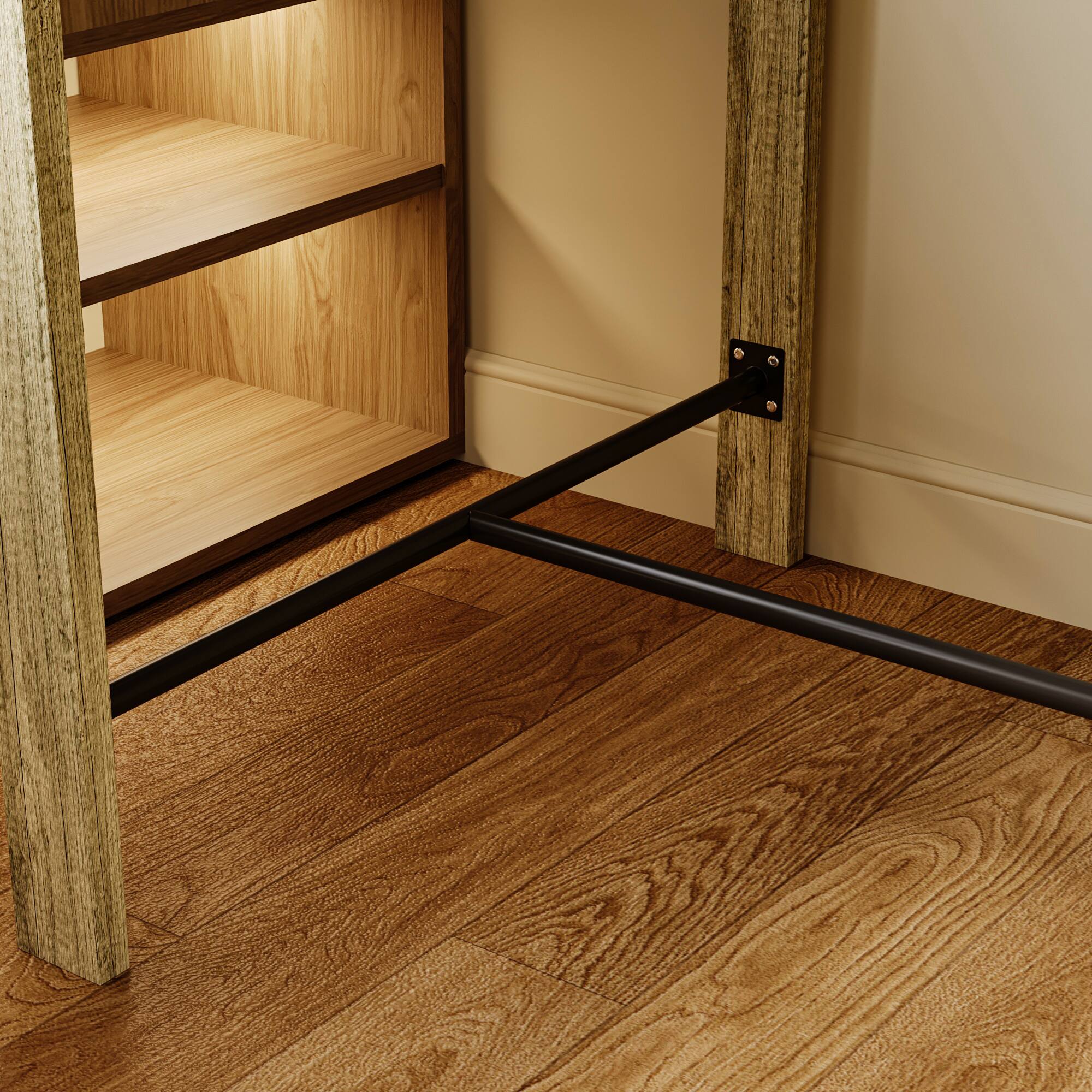 Alt View 7. Famapy - Famapy Rustic Wood Desk with Mesh Doors: Press - to - Open, Organized & Cozy Workspace - Gray.