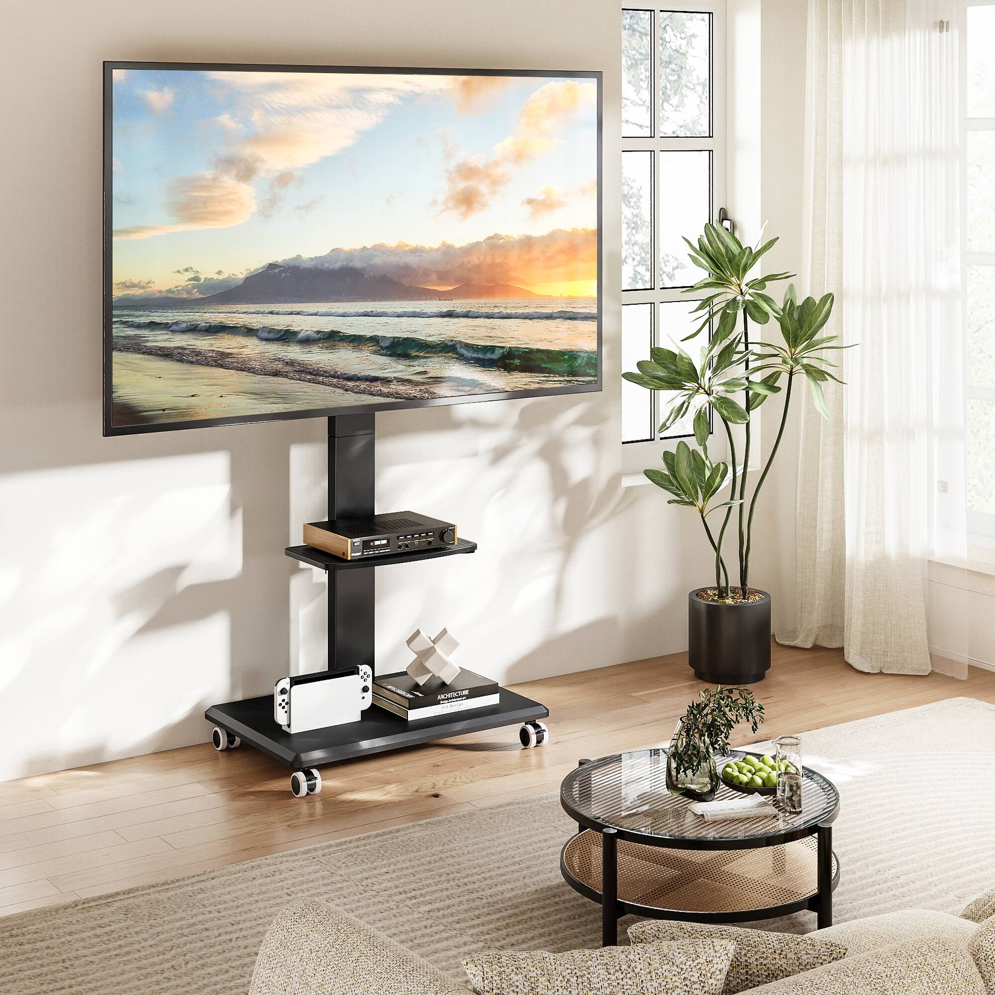 Alt View 3. Rfiver - Suitable for 32 to 65 inch mobile TV stands - Blcak.