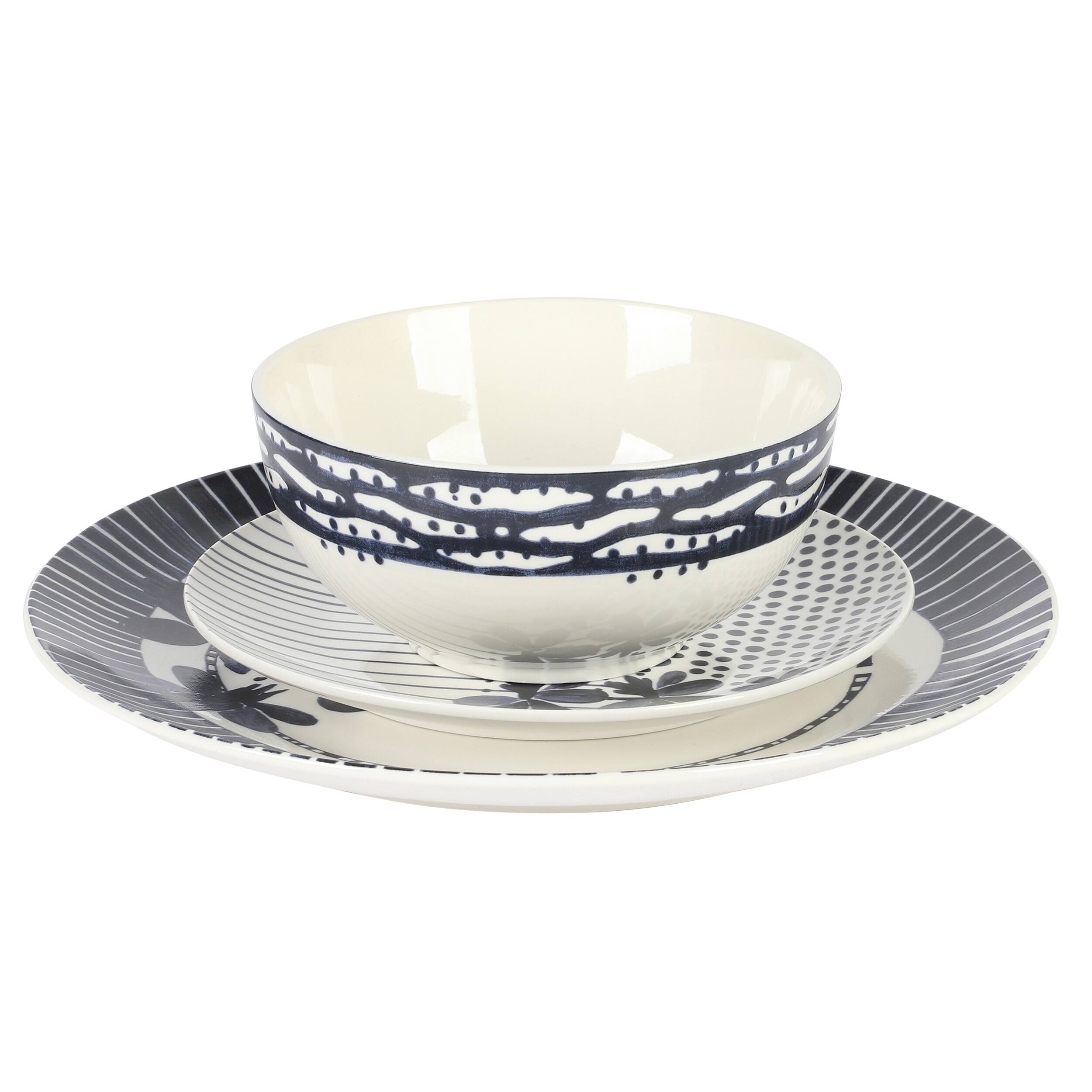 Alt View 7. Gibson - Gibson Home Eliza 12 Piece Ceramic Dinnerware Set - Dark Blue.