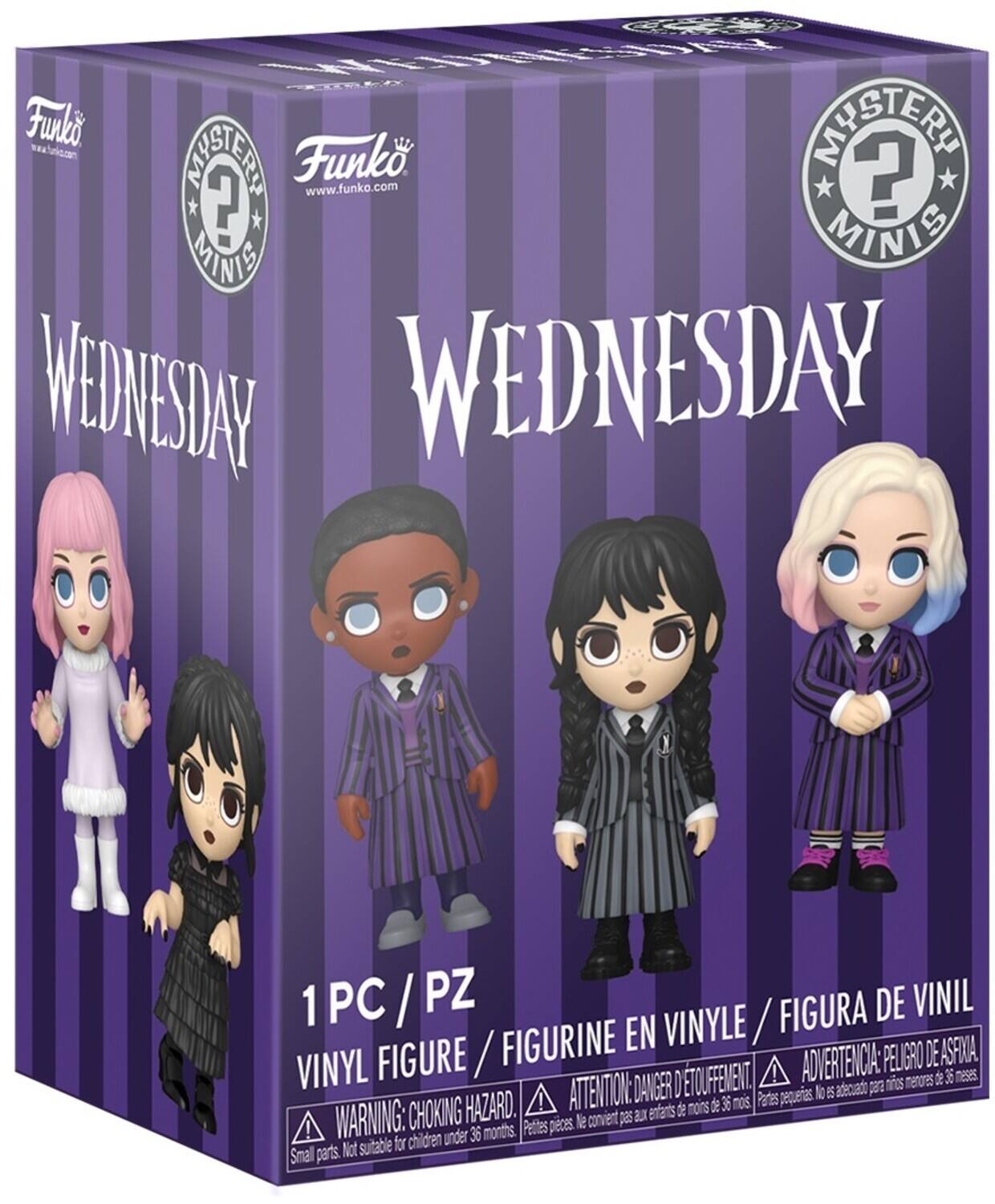 Funko & SAETERS  
Mystery Minis  
www.funko.com  

2 MING MINIS  
WEDNESDAY  

1 PC / PZ  
VINYL FIGURE / FIGURINE EN VINYLE / FIGURA DE VINIL  

ADVERTENCIA: PELIGRO DE ASFIXIA!  
ATTENTION: DANGER D'ÉTOUFFEMENT!  
WARNING: CHOKING HAZARD!  
Small parts. Not suitable for children under 36 months.  
Petits pièces. Ne convient pas aux enfants de moins de 36 mois.  
Pequeñas piezas. No es adecuado para niños menores de 36 meses.