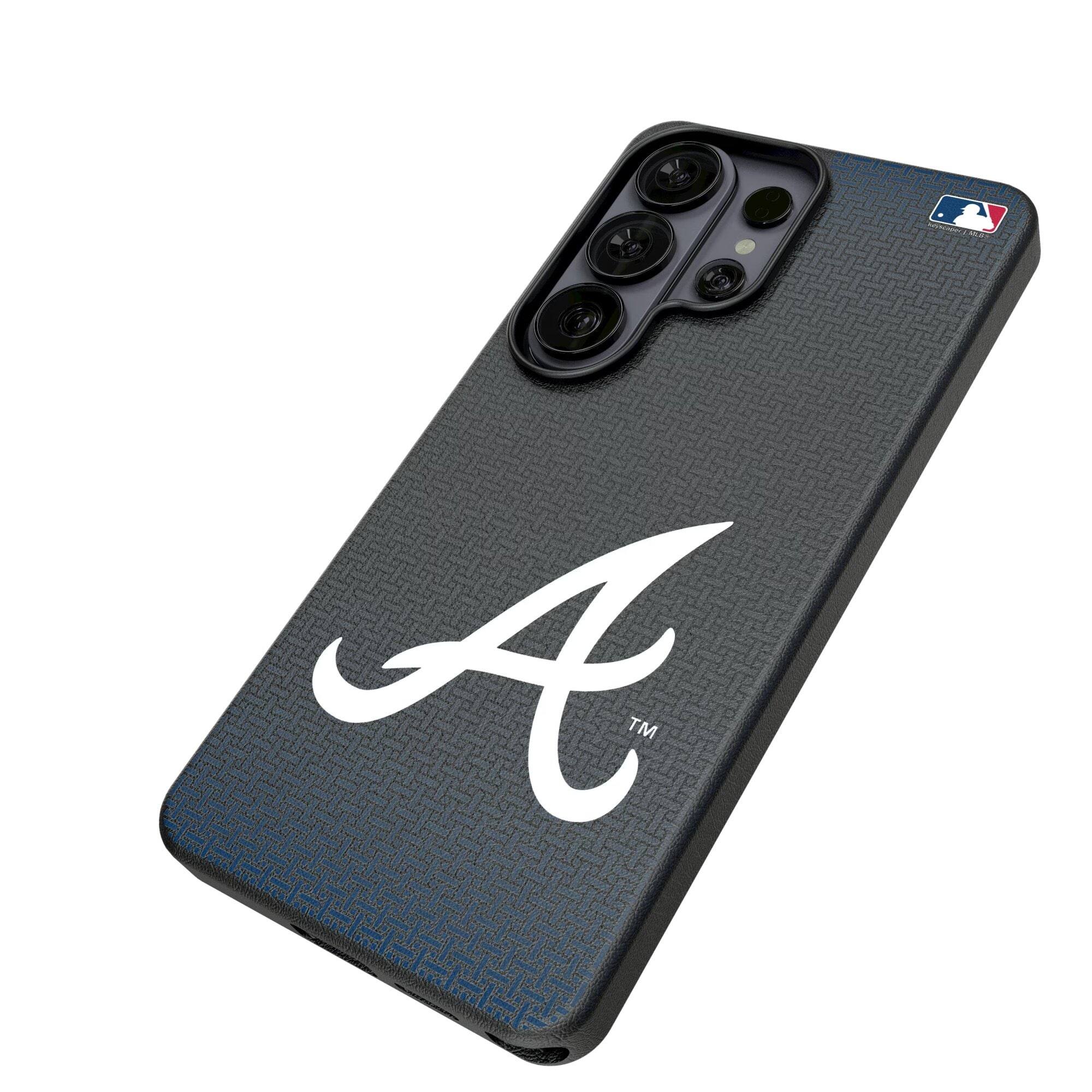 Alt View 1. Keyscaper - Atlanta Braves Linen Galaxy Magnetic Bump Case - S25 Ultra - Black.