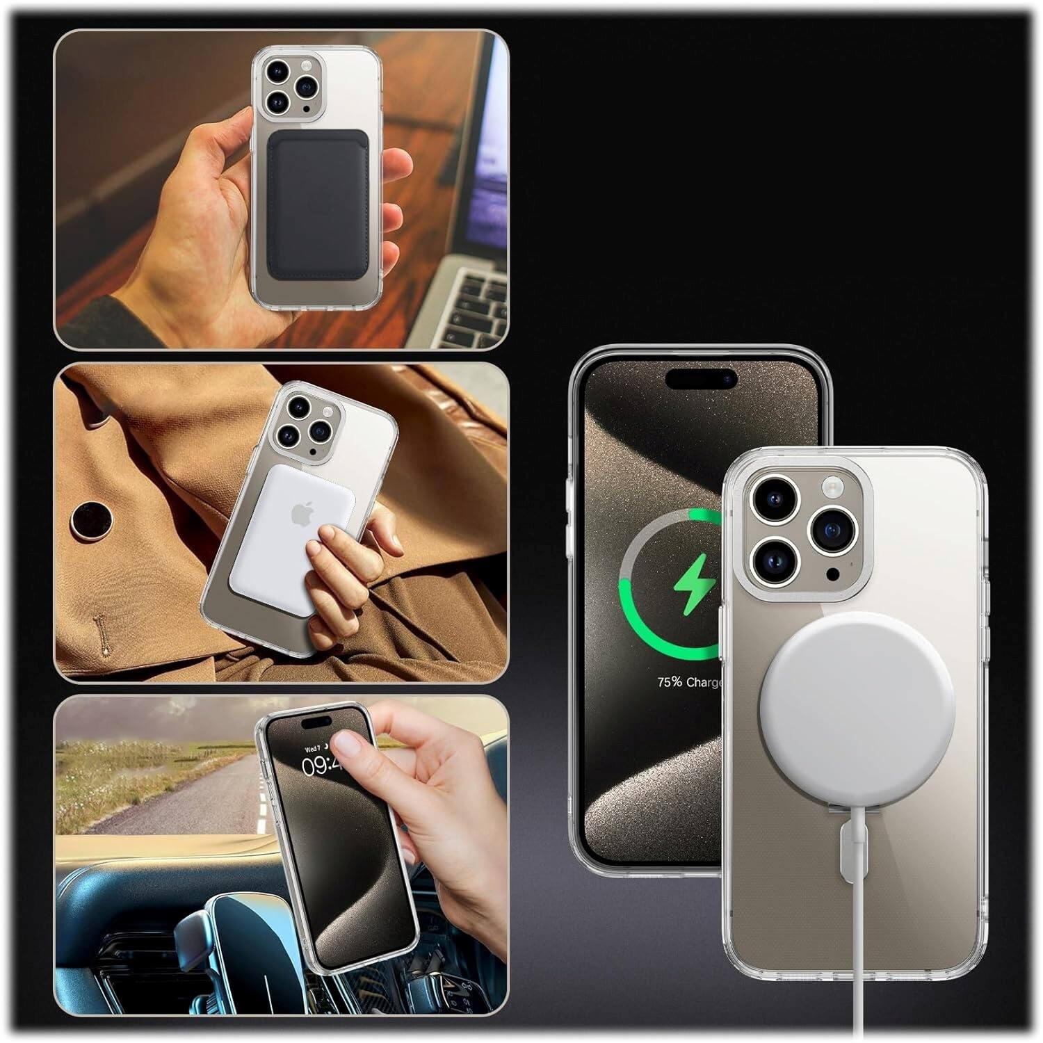 Alt View 17. SaharaCase - Hybrid-Flex Kickstand Case with MagSafe for Apple iPhone 15 Pro - Clear.