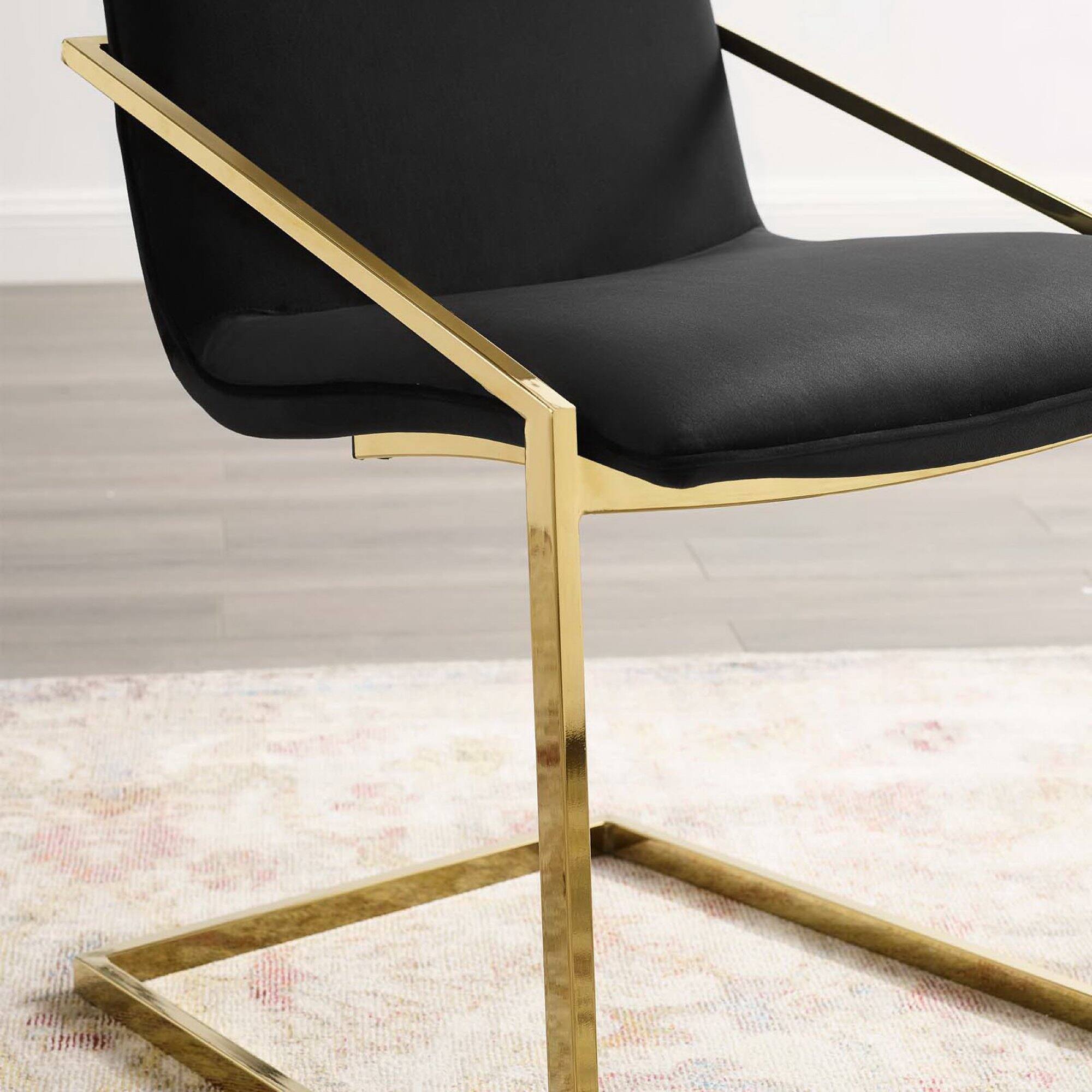 Back. Modway - Pitch Performance Velvet Dining Armchair by Modway - Gold Black.