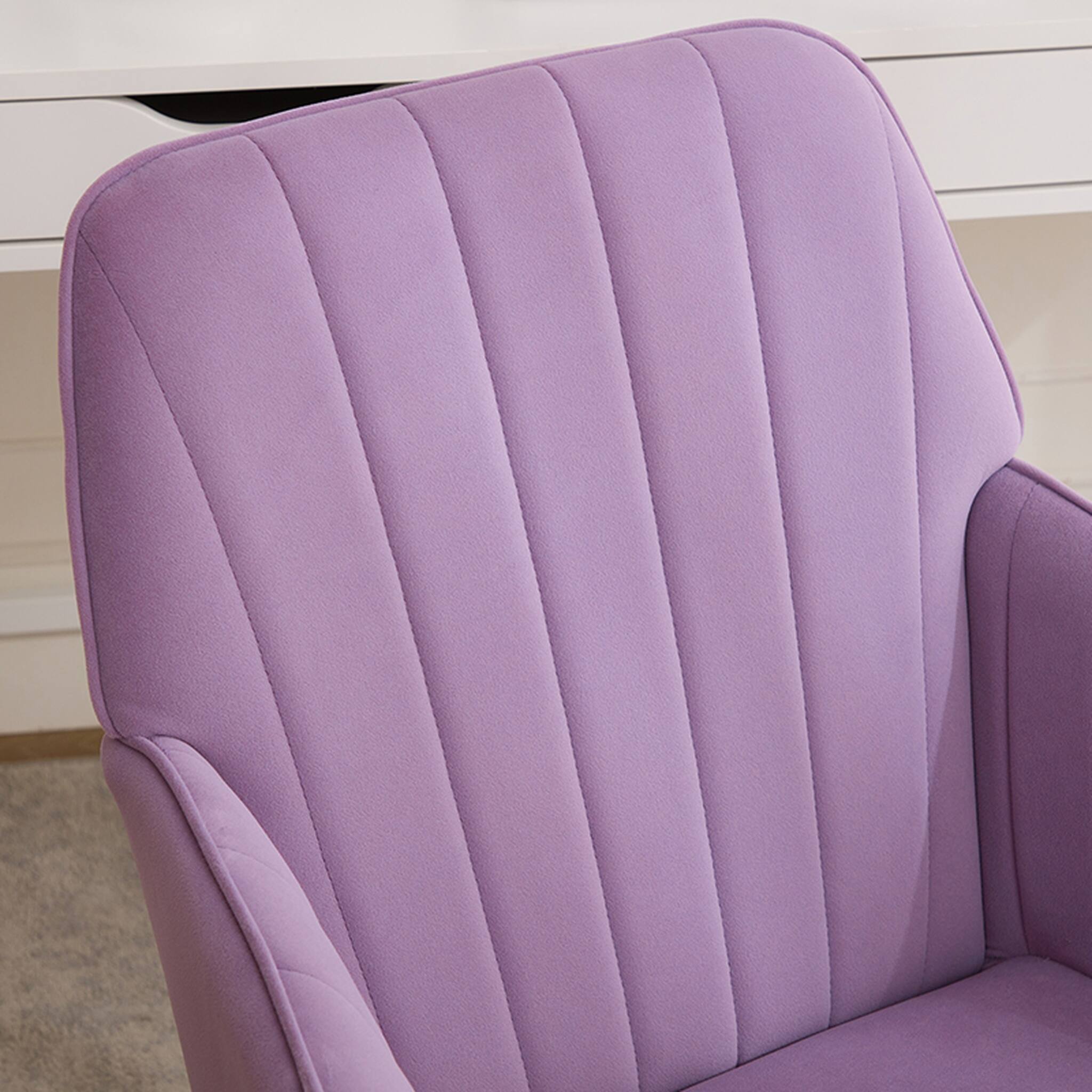 Alt View 6. Forest'nSky - Silver Metal Adjustable Office Chair with Ergonomic Swivel Chair, Backrest Seat,Lilac - Lilac.