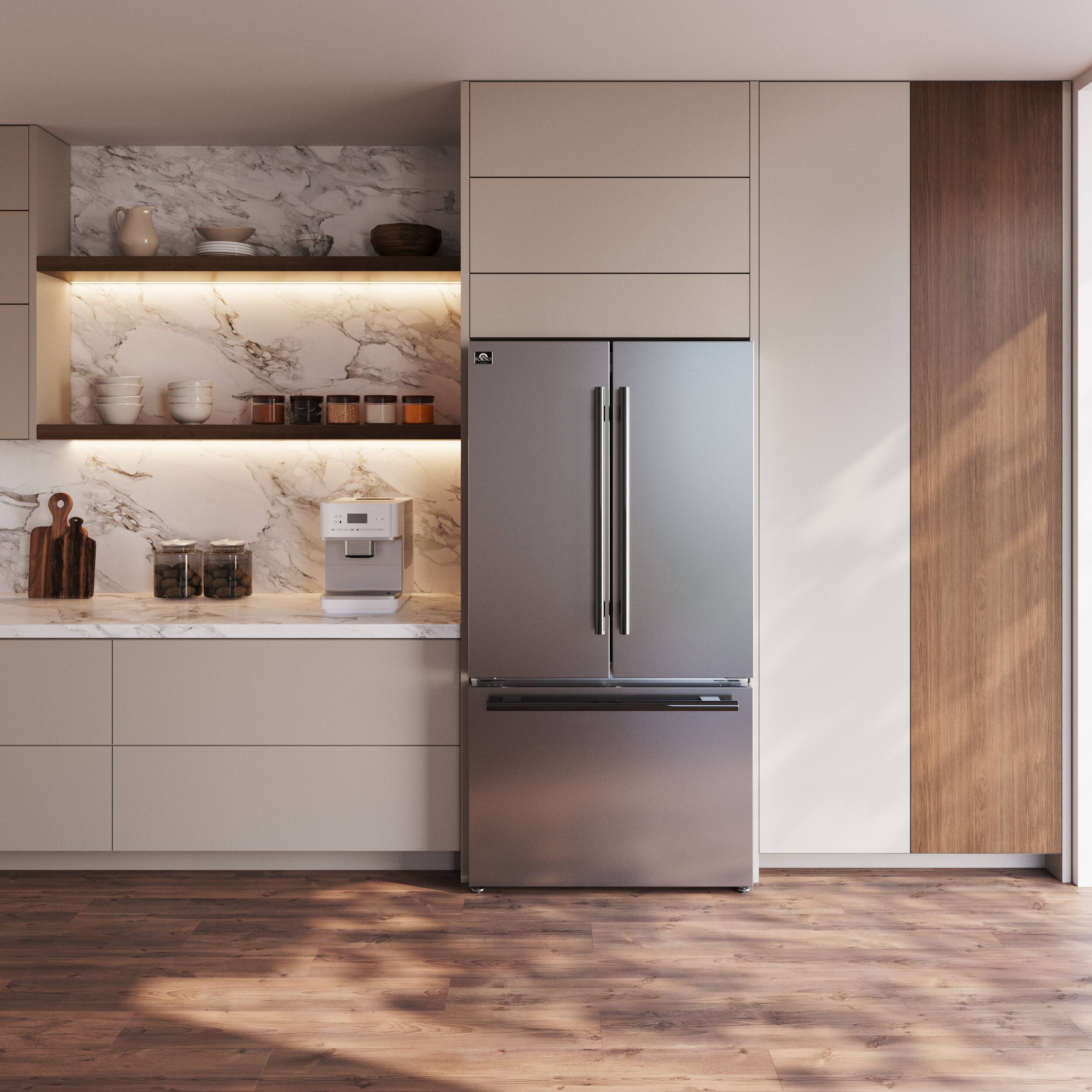 Alt View 10. Forno Appliances - Rivello 27.4 Cu. Ft. French Door Refrigerator with Internal Water Dispenser - Stainless Steel.