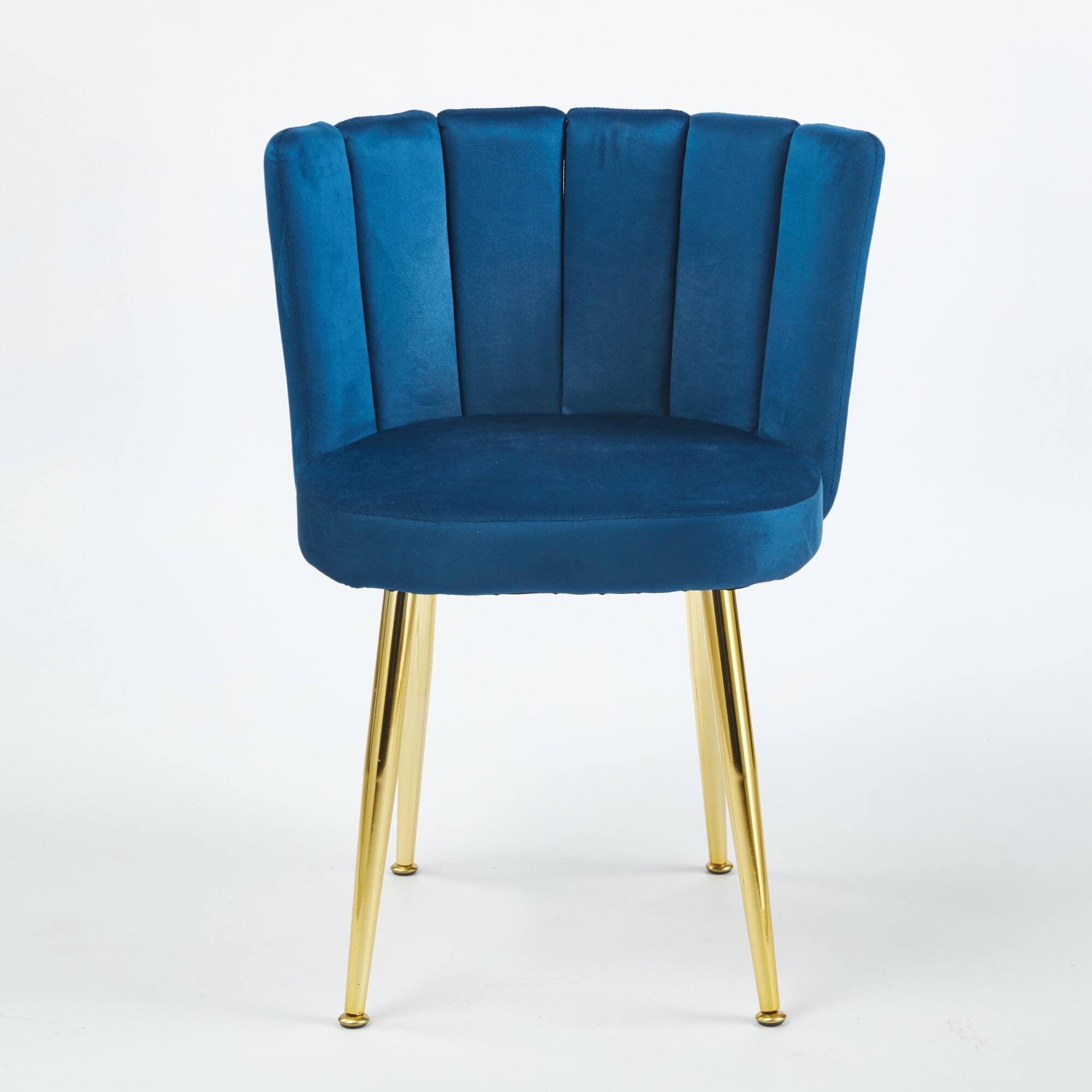 Left. GOODSILO - Elegant Velvet Dining Chairs Set of 2 with Golden Iron Legs for Modern Living Spaces - Blue.