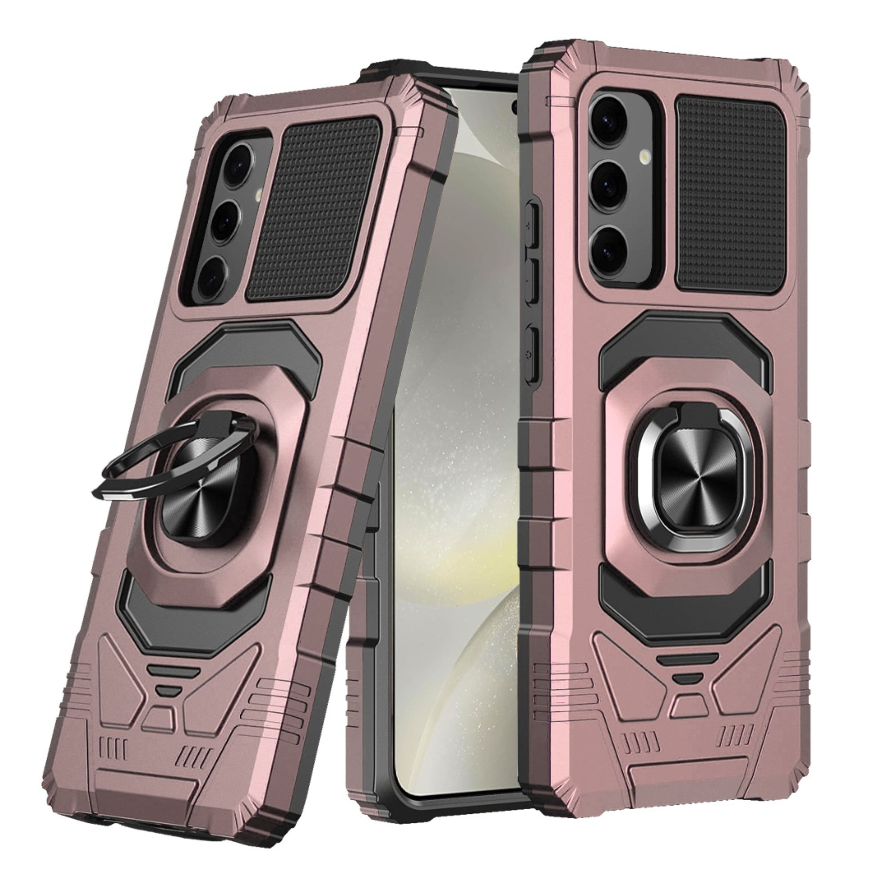 Kitcheniva - Shockproof Dual Layer Magnetic Ring Stand Phone Case With Tempered Glass For Samsung S25/S24 - Rose Gold price history on PriceWatchPro
