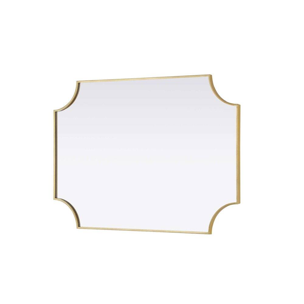 Back. Elegant Kitchen and Bath - Notched Metal Mirror 30x42 inch in Brass - Brass.