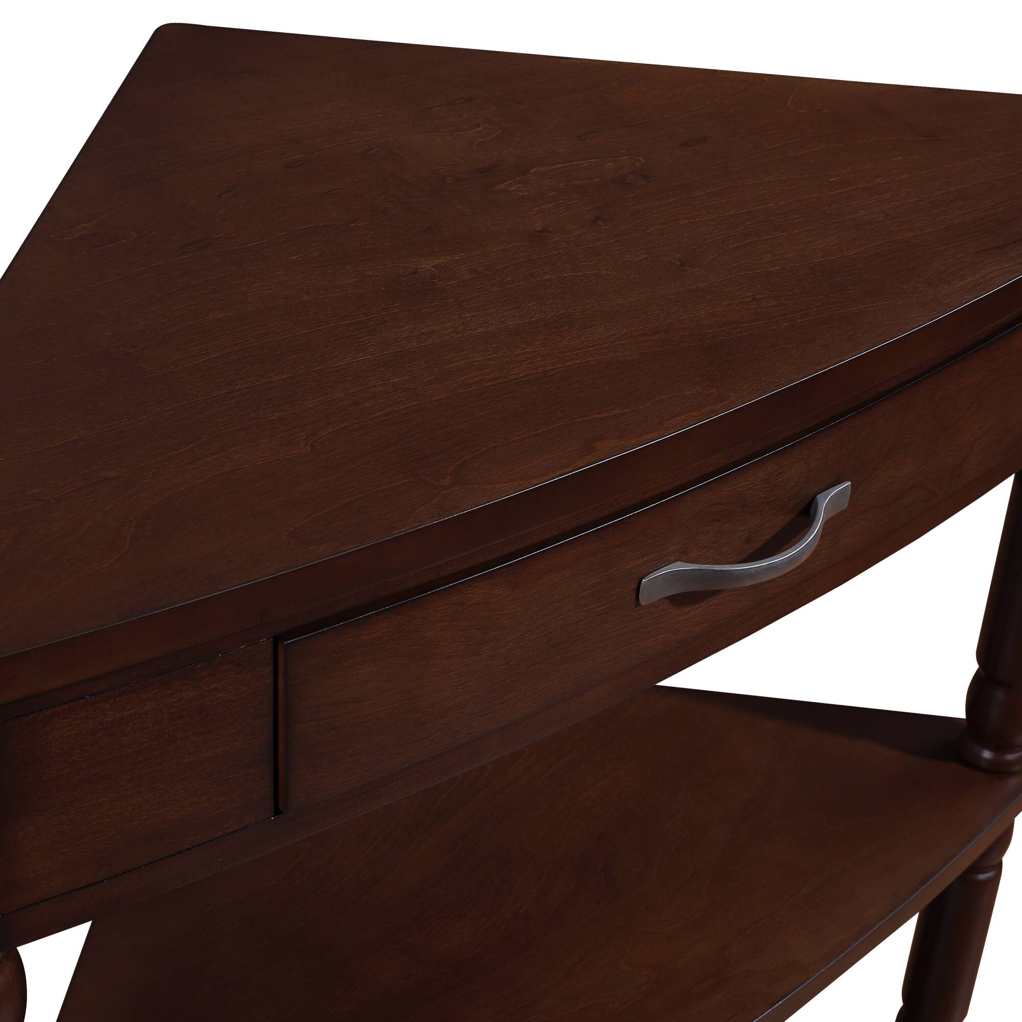 Alt View 4. GOODSILO - Compact Triangular Corner Table with Three Tiers for Space-Saving Storage and Display - Light Espresso.