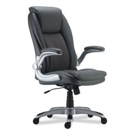 Alera - Leithen Bonded Leather Midback Chair, Supports Up to 275 lb, Seat/Back, Silver Base - Gray