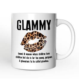 OrnamentallyYou - Leopard Lips Glammy Definition Mug, Coquette Grandma Gift - White
