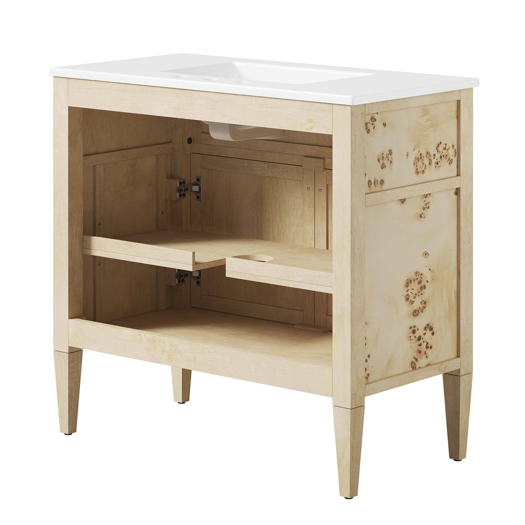Alt View 3. Modway - Elysian Bathroom Vanity Basin Included by Modway - White Burl.