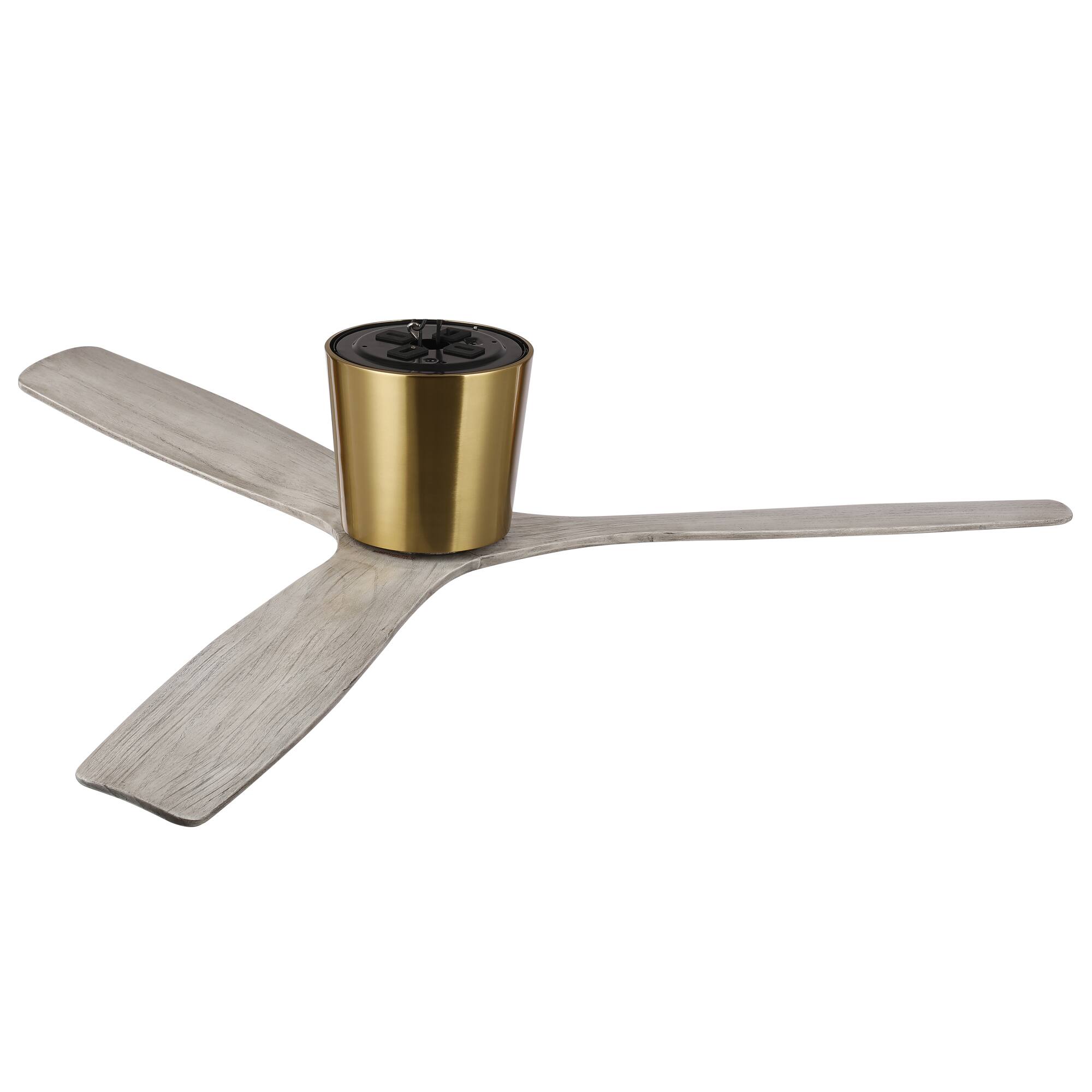 Alt View 6. Parrot Uncle - 54" Modern Solid Wood Blades Low Profile Ceiling Fan without Light - Gold.