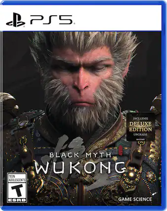 PS5 includes Deluxe Edition upgrade, Um-Sticker, Black Myth: Wukong, and Teen Adolescents. The game is rated ESRB Game Science. - T (Teen 13+)